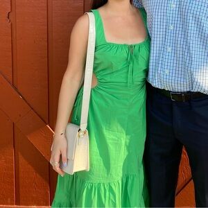 Green ASTR midi dress with cutouts
